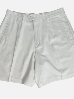 🦋 100% Silk Ivory Flat Front Walking High Rise Shorts Tommy Bahama